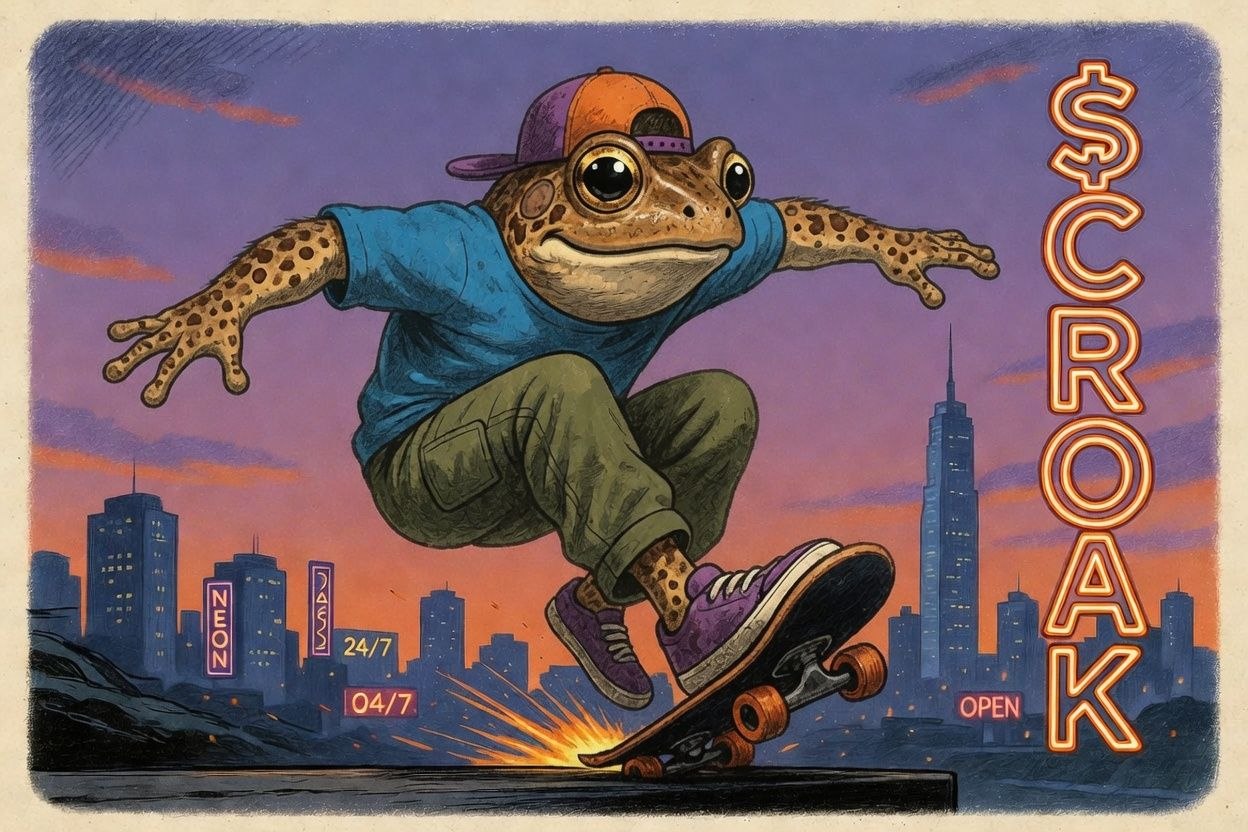 Frog grinding a ledge at sunset